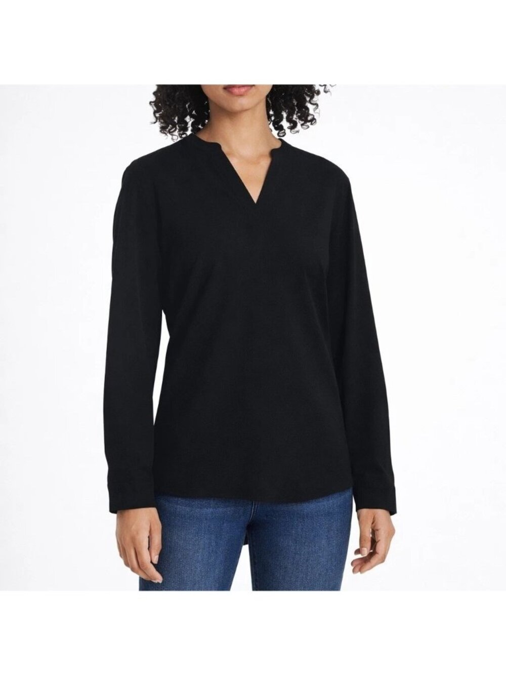 NWT Rev Women's XXL Black Long Sleeve Pullover Blouse V Neck